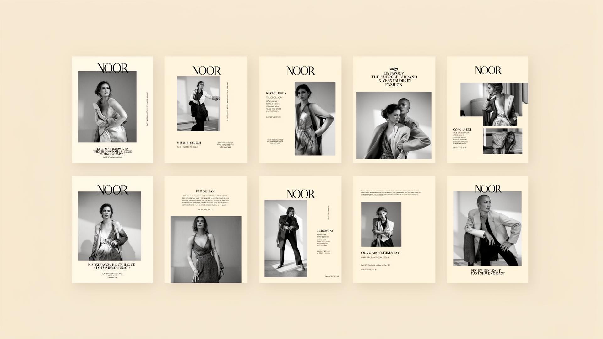 Social grid — editorial templates designed to read as one cohesive system.